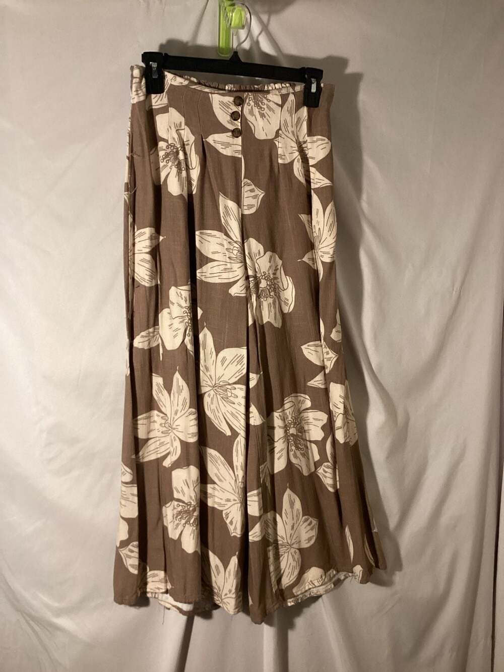 Sienna Sky Floral Print Wide-Leg Cropped Pants with Elastic Waist